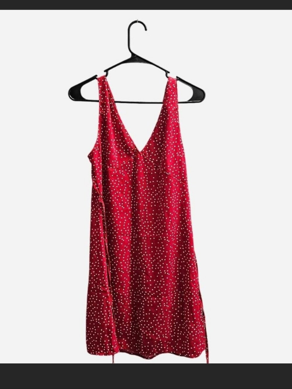 SHEIN Red Polka Dot V-Neck Slip Dress